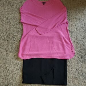 Talbots Pink Ribbed Long Sleeve Knit Top 1X